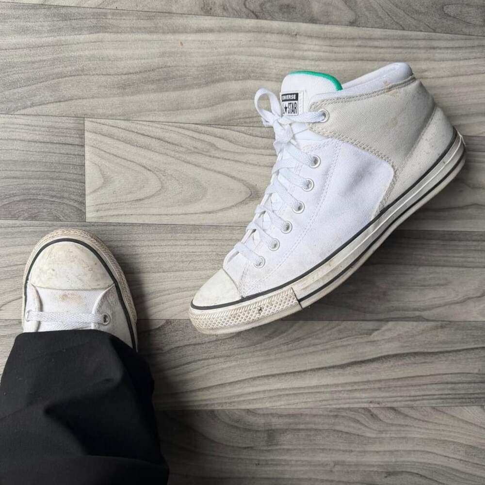 Converse All Star High Top Size M11/W13 White Green Canvas Sneakers